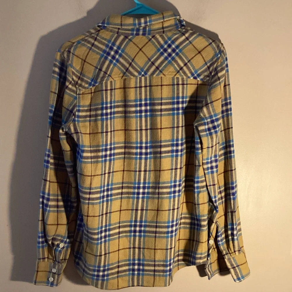 LIKE NEW CREW TEXTURED WEAVE BUTTON DOWN SHIRT TAILORED FIT MUSTARD PLAID 4